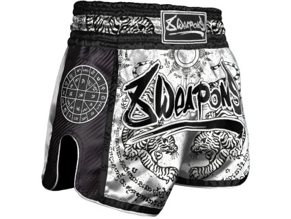 8 WEAPONS Muay Thai trenky Carbon - SAK YANT TIGERS - bílá/černá