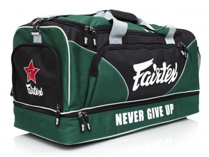 Velká taška Fairtex NEVER GIVE UP - zelená/černá