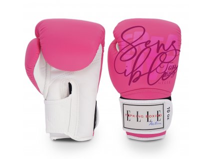 Top King a Elle Creative boxerské rukavice - růžová/bílá