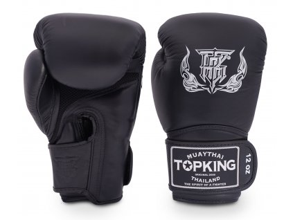 Top King kožené boxerské rukavice Super AIR Single Tone  - černá