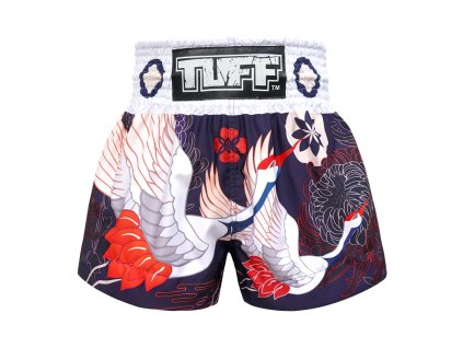 Tuff muay thai trenky Japanese Drawing Crane Birds - modrá