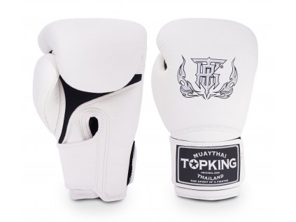Top King kožené boxerské rukavice Super Air Single Tone - bílá