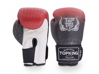 Top King kožené boxerské rukavice Super Star - červená/černá