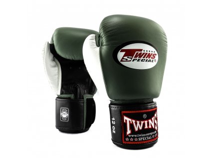 Boxerské rukavice TWINS - černá/olivová/bílá