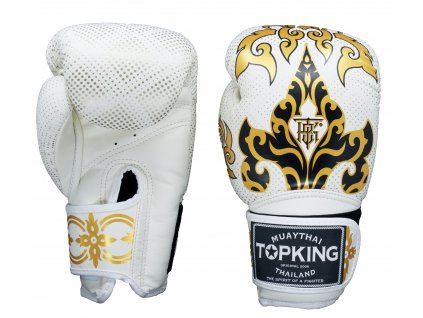 Top King kožené boxerské rukavice KANOK - bílá