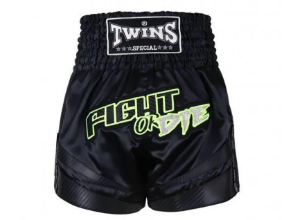 TWINS THAI BOXING SHORTS  FIGHT OR DIE - SCHWARZ