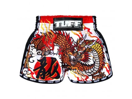 Tuff Muay Thai Shorts MRS205 Red Chinese Dragon- weiß/rot