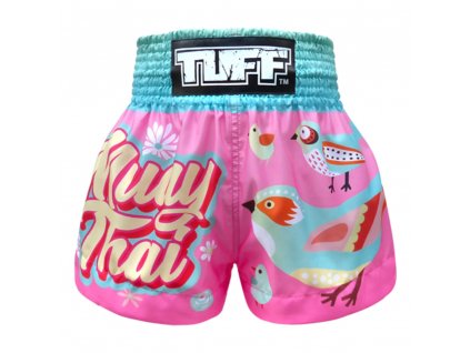 Tuff Muay Shorts Pink Pastel Birds - pink