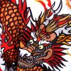 Tuff Muay Thai Shorts MRS205 Red Chinese Dragon- weiß/rot