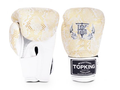Boxerské rukavice TOP KING Super Air Snake TKBGSS-02A - zlatá/bílá