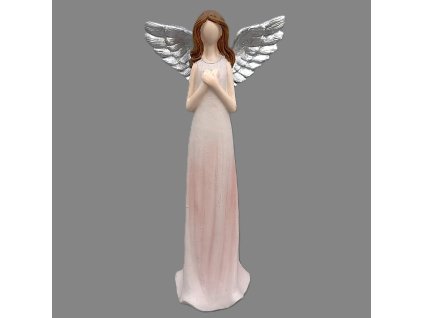 Anděl růžový stříbrná křídla