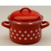Hrnec smalt 2 l s poklicí červený s bílým puntíkem 16 cm