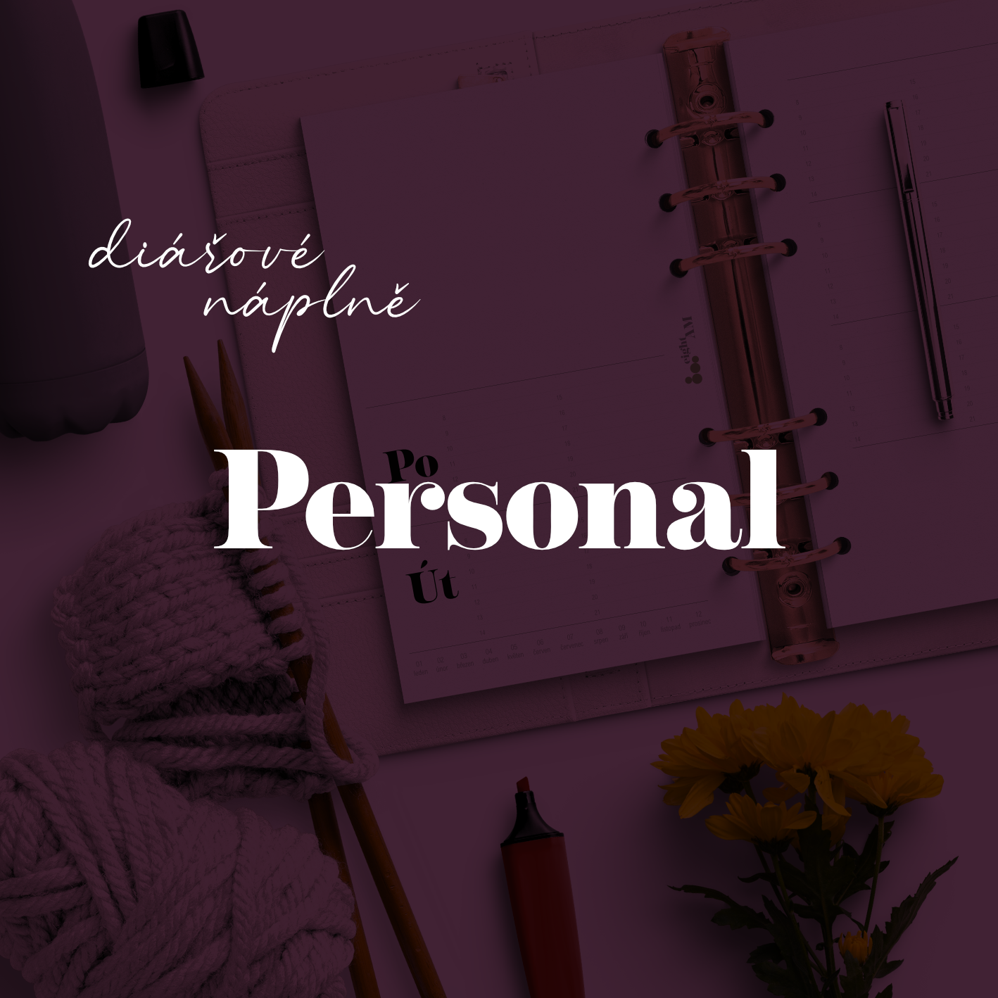 Diářová náplň eightAM formátu personal v kroužkových deskách