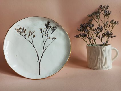 Eiko - porcelánový talířek Otisk rostlin