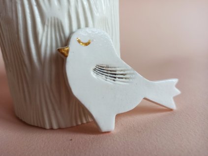 Eiko - brož ptáček - porcelánová