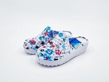 Dámské gumové bílo-modré pantofle Nikolett