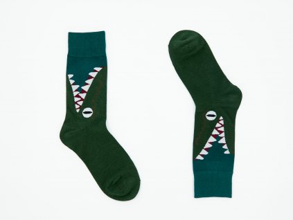 Pestrobarevné veselé ponožky Krokodýl