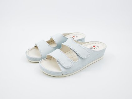 Zdravotní pantofle dámské s přezkami na suchý zip bílé Luna - pár