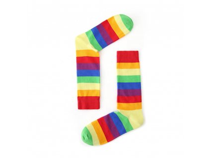 Pohled na veselé duhové ponožky Rainbow v páru