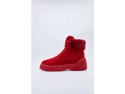 kotníkové zateplené boty - červené - vnější strana