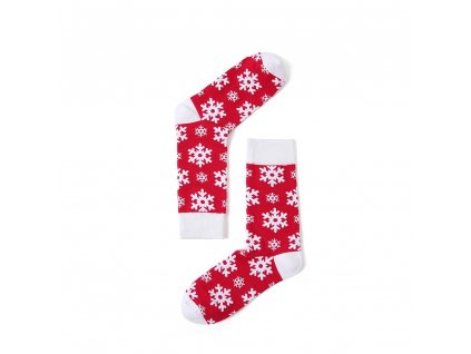 Pohled na vánoční ponožky se sněhovými vločkami Snow v páru