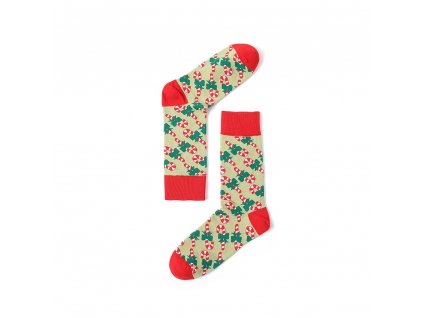 Pohled na vánoční ponožky s veselými motivy Lolly v páru