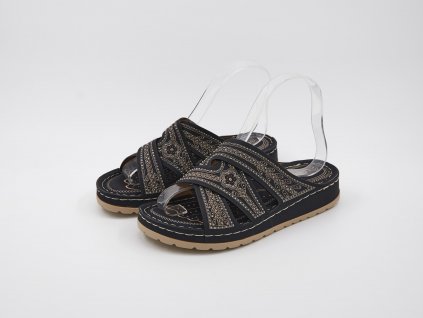 Pohled na pár Pantofle dámské orientálně zdobené černé Hedvike