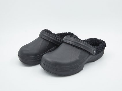 Pantofle pánské gumové s kožíškem černé Seven (1)