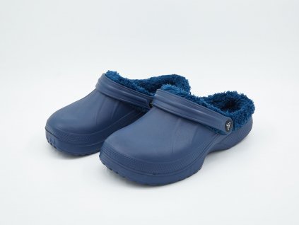 Pantofle pánské gumové s kožíškem modré Icone - pár