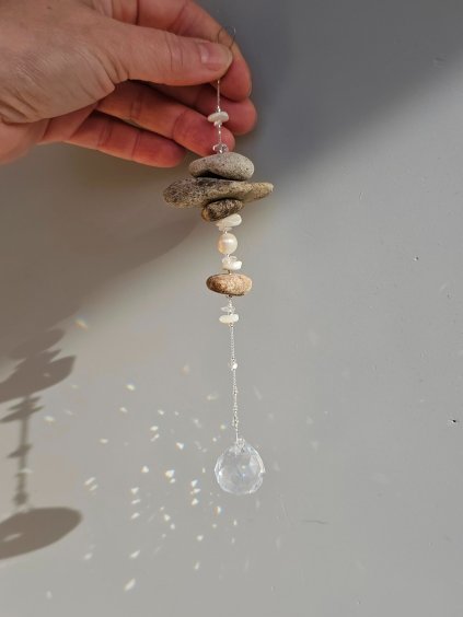 Říční závěs s perlou a feng shui kouličkou