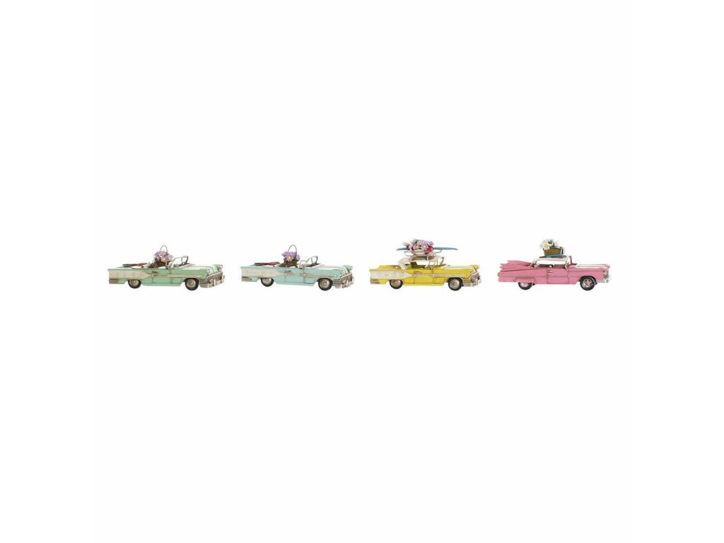 Dekoratívne postava DKD Home Decor Žltá Modrá zelená Ružová Automobil Vintage 25,8 x 10,5 x 9,5 cm (4 kusov) (4 Kusy)
