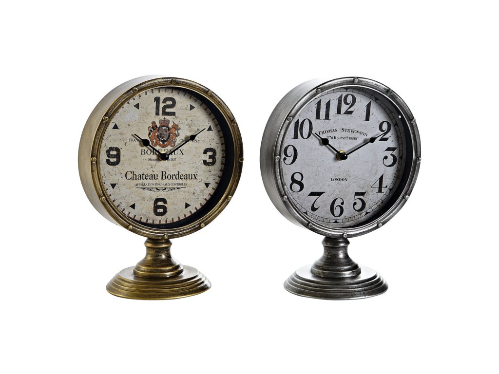 Stolné hodiny DKD Home Decor Zlatá Striebristý Kov Sklo Vintage 20,5 x 13,5 x 28 cm (2 kusov)