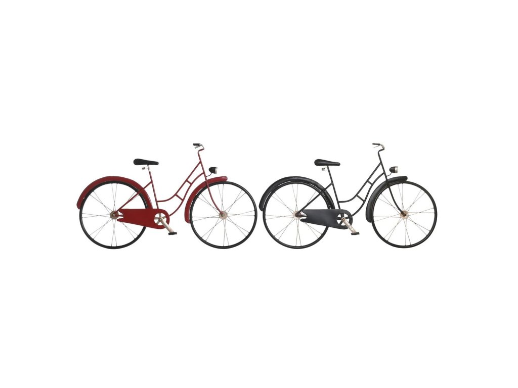Dekoratívne postava DKD Home Decor 79,5 x 4 x 47 cm Červená Čierna Bicykel Vintage (2 kusov)