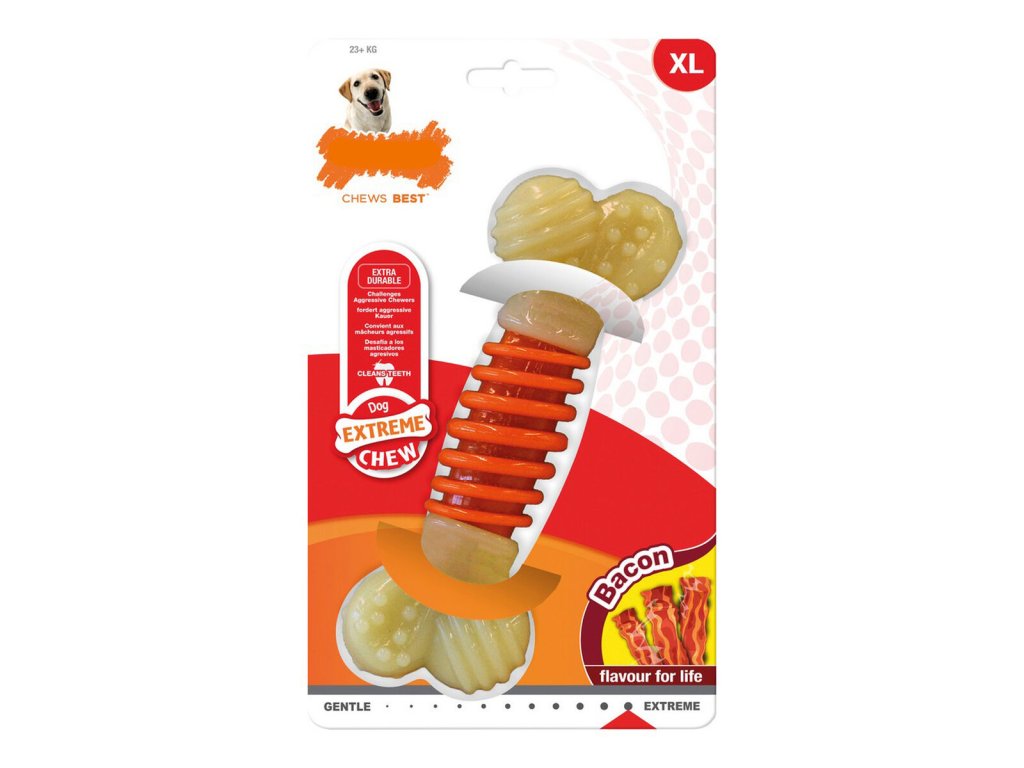 Hračka na žuvanie psa Nylabone Extreme Chew Pro Action Bacon Veľkosť L Nylón
