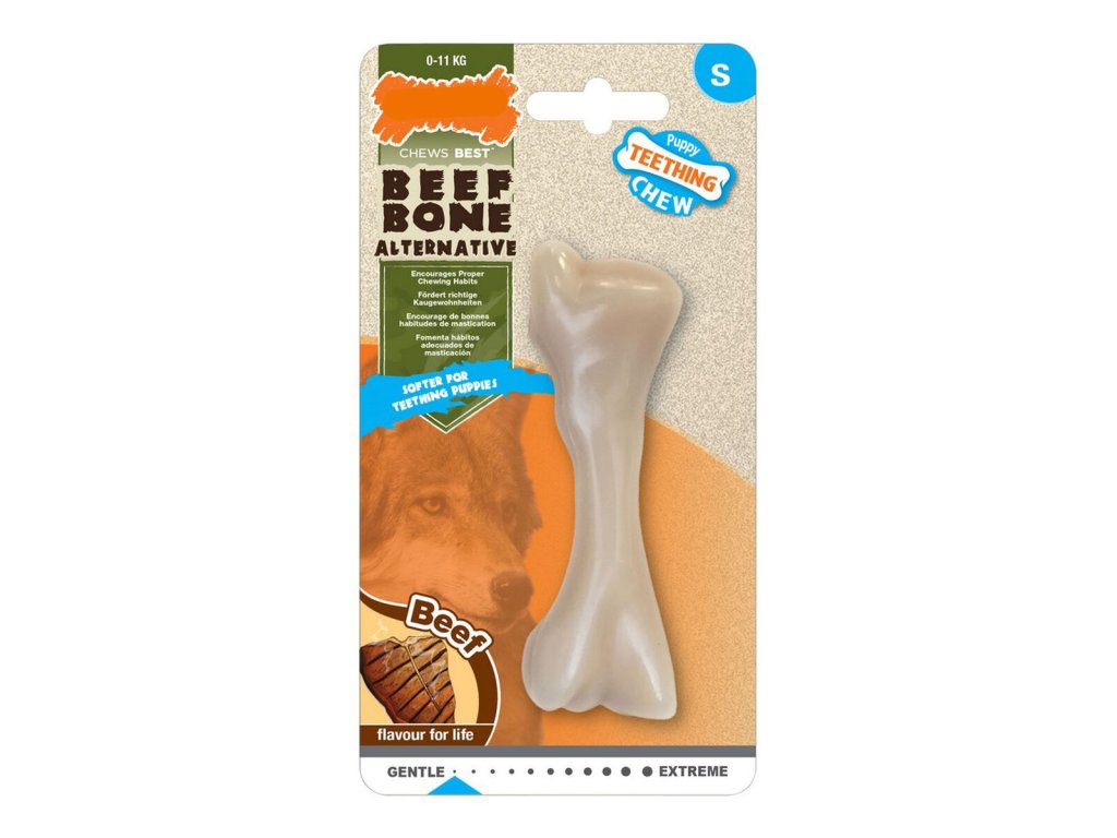 Hračka na žuvanie psa Nylabone Beef Bone Šteniatka Veľkosť S Termoplast Hovädzie mäso