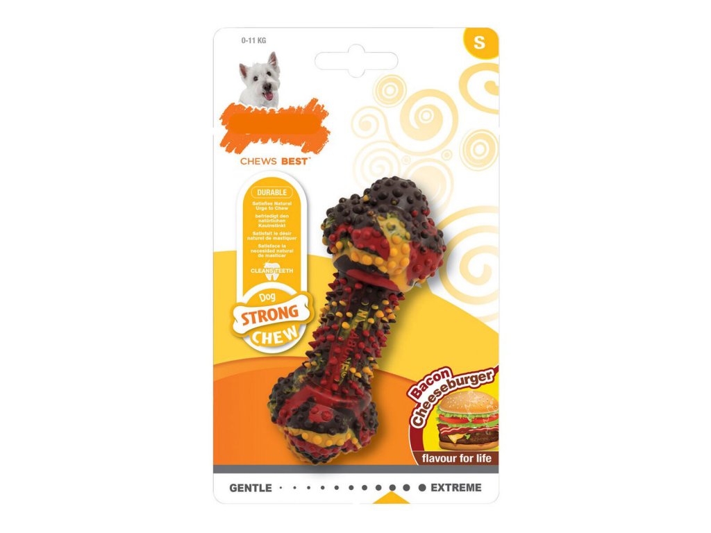 Hračka na žuvanie psa Nylabone Strong Chew Bacon Syr Hamburger Guma Veľkosť S