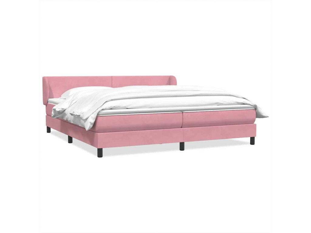 vidaXL Posteľný rám boxsping s matracmi ružová 200x220 cm zamat