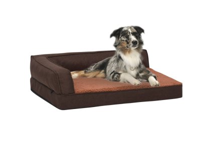 Ergonomický matrac pre psa 60x42 cm ľanový vzhľad flís hnedý