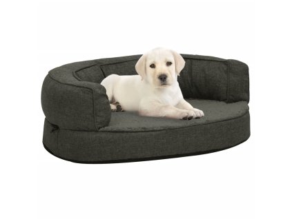 Ergonomický matrac pre psa 60x42 cm ľanový vzhľad flís tmavošedý