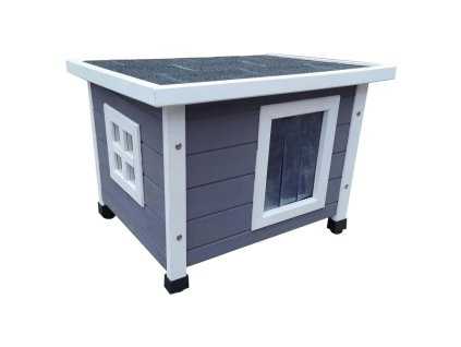 Vonkajší domček pre mačky 57x45x43 cm, drevo, sivo biely