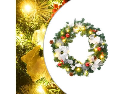 Vianočný veniec s LED svetlami zelený 60 cm PVC
