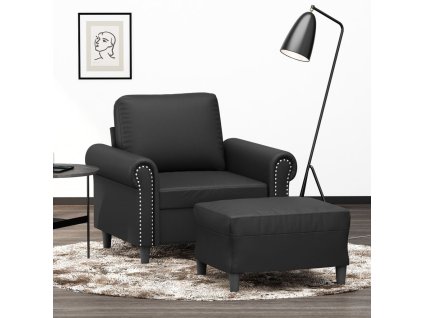 VidaXL Kreslo s podnožkou čierna 60 cm umelá koža