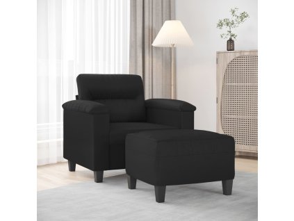 VidaXL Kreslo s podnožkou čierna 60 cm umelá koža