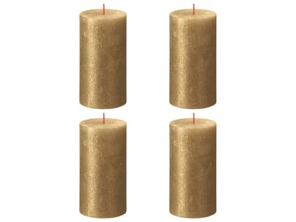 Bolsius Rustikálne valcové sviečky Shimmer 4 ks 130x68 mm, zlaté
