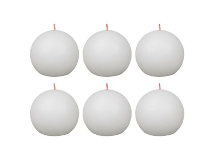 Bolsius Rustikálne guľaté sviečky Shine 6 ks 76x71 mm, oblakovo biele