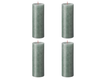 Bolsius Rustikálne valcové sviečky Shimmer 4ks 190x68mm, oxidovo modré