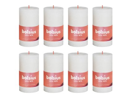 Bolsius Rustikálne valcové sviečky Shine 8 ks 100x50 mm, jemná perleť