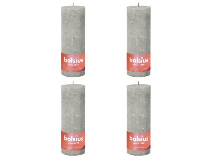 Bolsius Rustikálne valcové sviečky Shine 4 ks 190x68 mm, pieskovo sivé