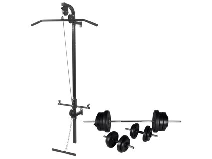 VidaXL Nástenná posilňovacia veža s činkami barbell a dumbbell 60,5 kg