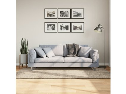 Béžový koberec s vysokým vlasom ISTAN, 100x200 cm
